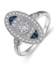 OVAL SAPPHIRE DIAMOND RING (TR3759)